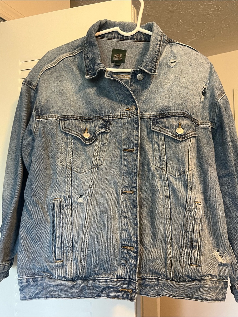 Distressed Light Blue Denim Jacket - Women